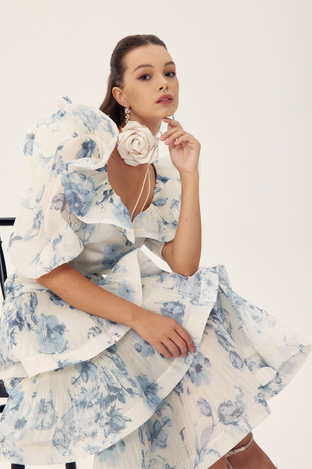 Sylvia Çiçek Baskılı Tül Takım