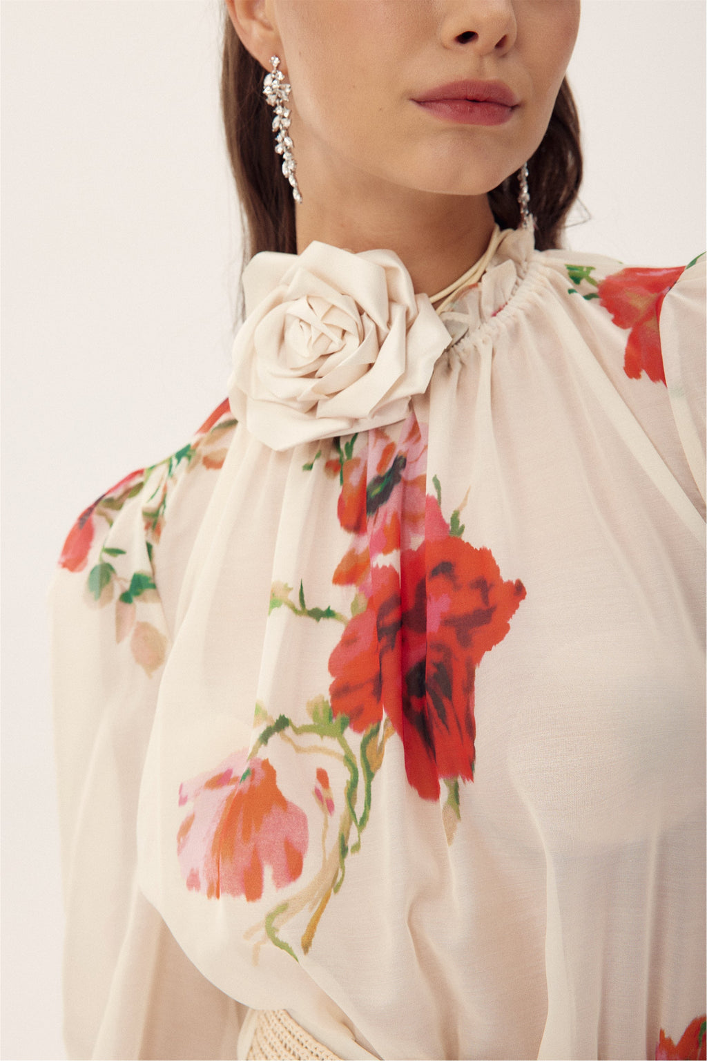 Anne Çiçek Baskılı Kuşaklı Maxi Etek Takım