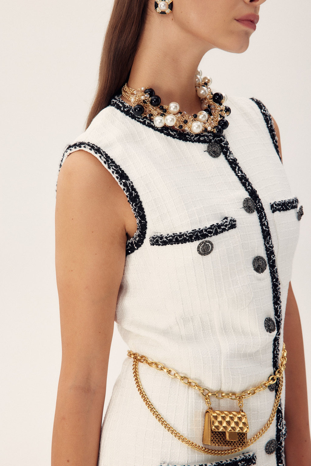 Fay Kontrast Kesimli Tüvit Mini Elbise