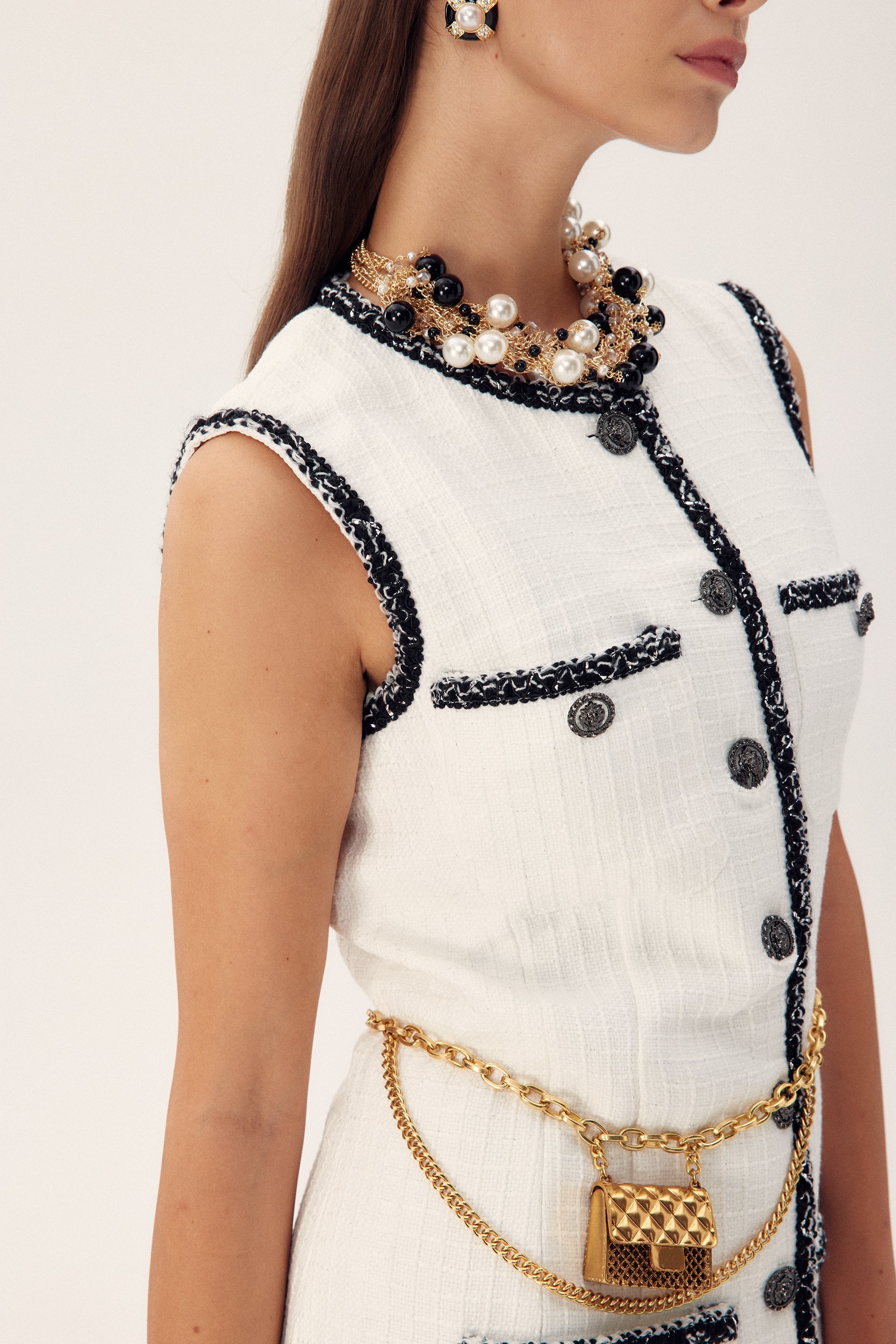 Fay Kontrast Kesimli Tüvit Mini Elbise