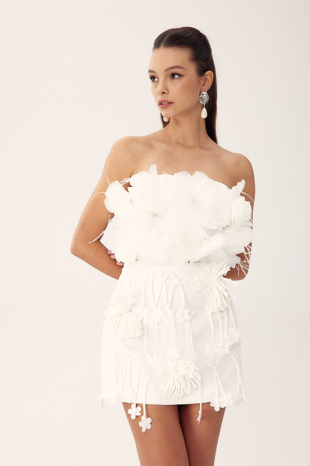 Renate Püskül Çiçek Mini Saten Etek