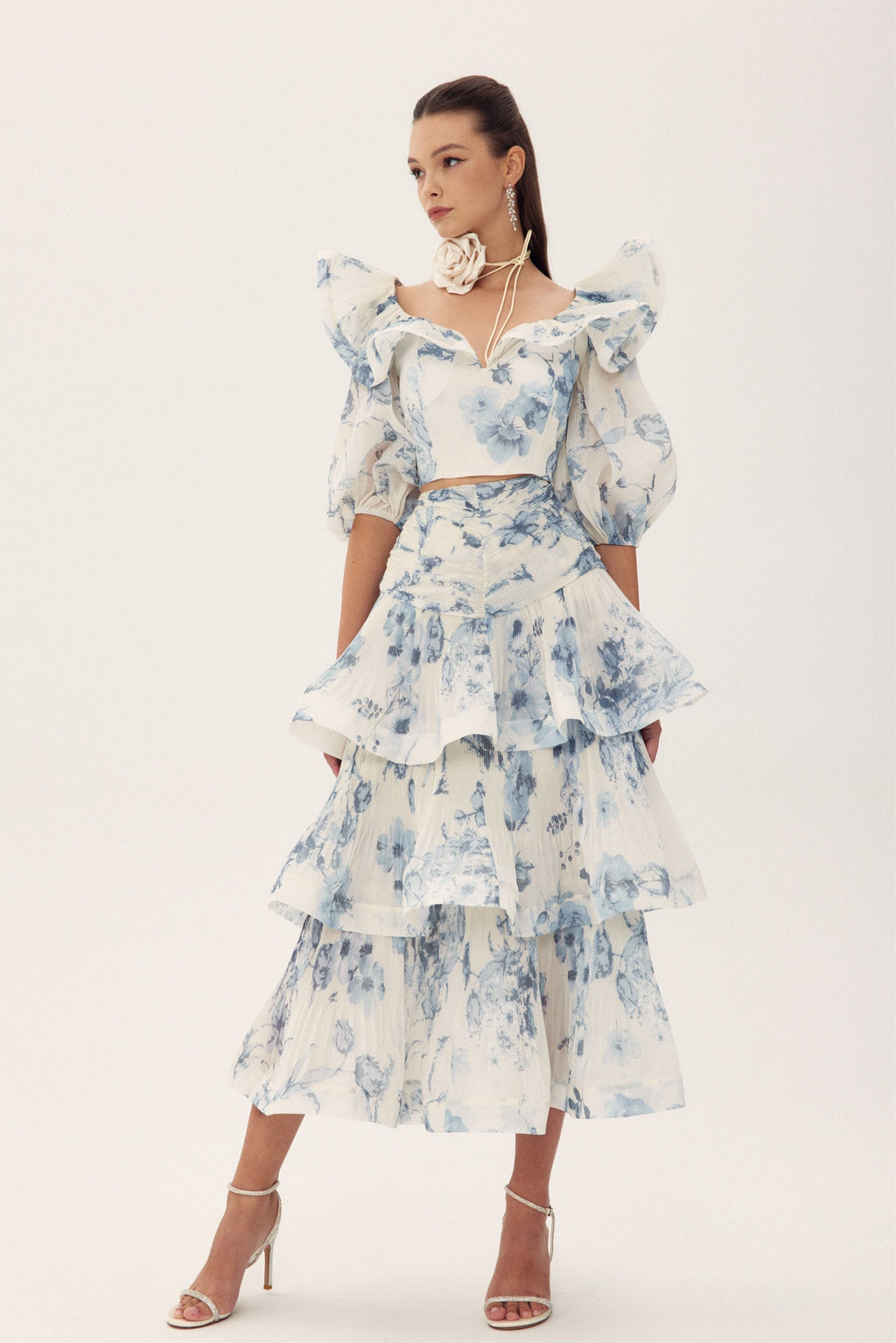 Sylvia Çiçek Baskılı Tül Takım