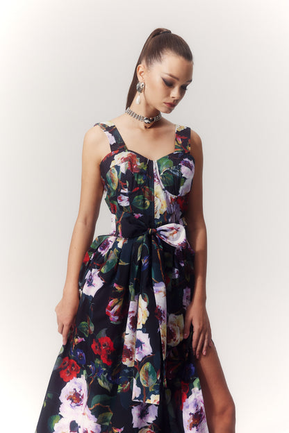 Teresa Çiçek Baskılı Sweet Heart Midi Elbise