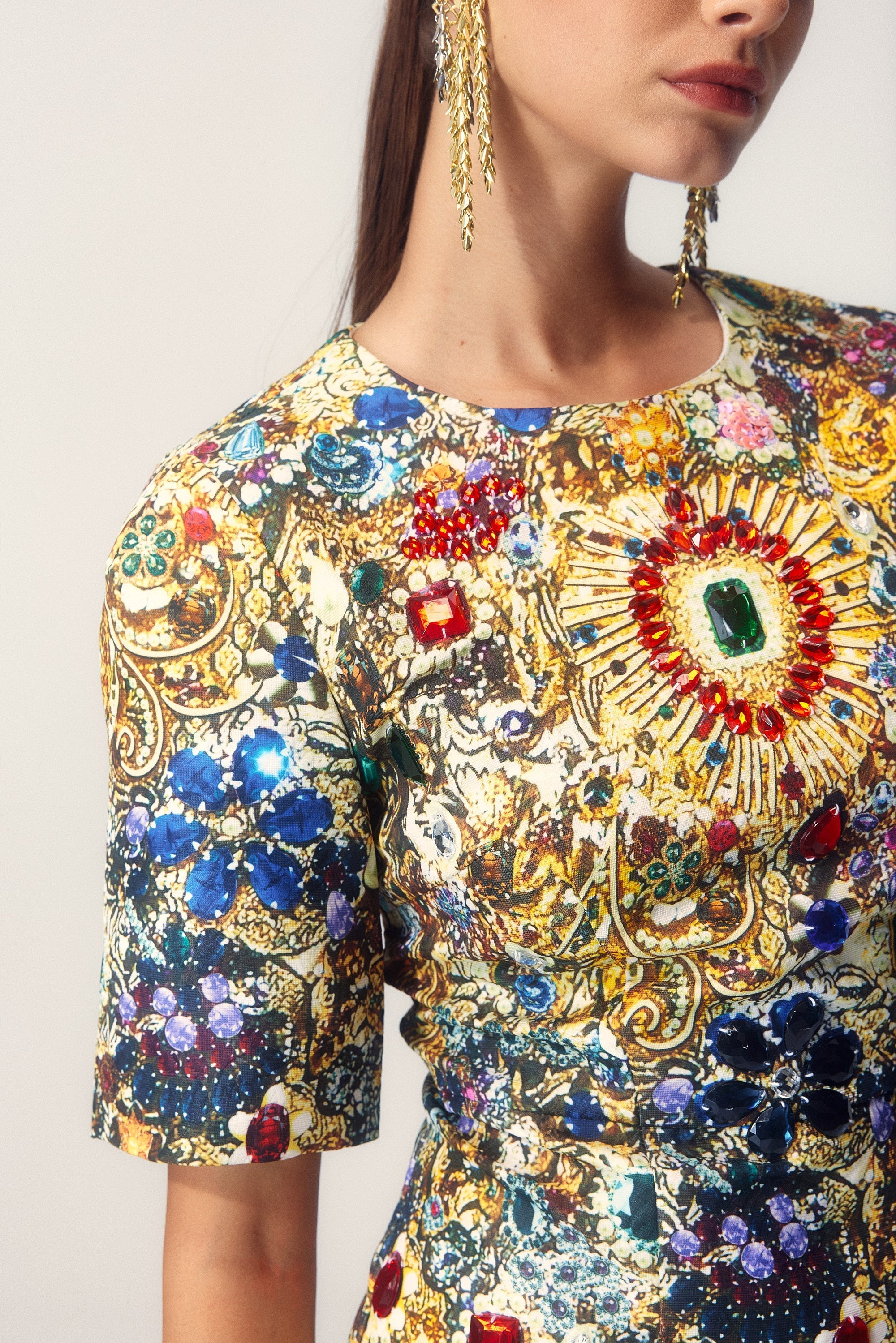 Sabina Taşlı Kısa Kol Mini Elbise