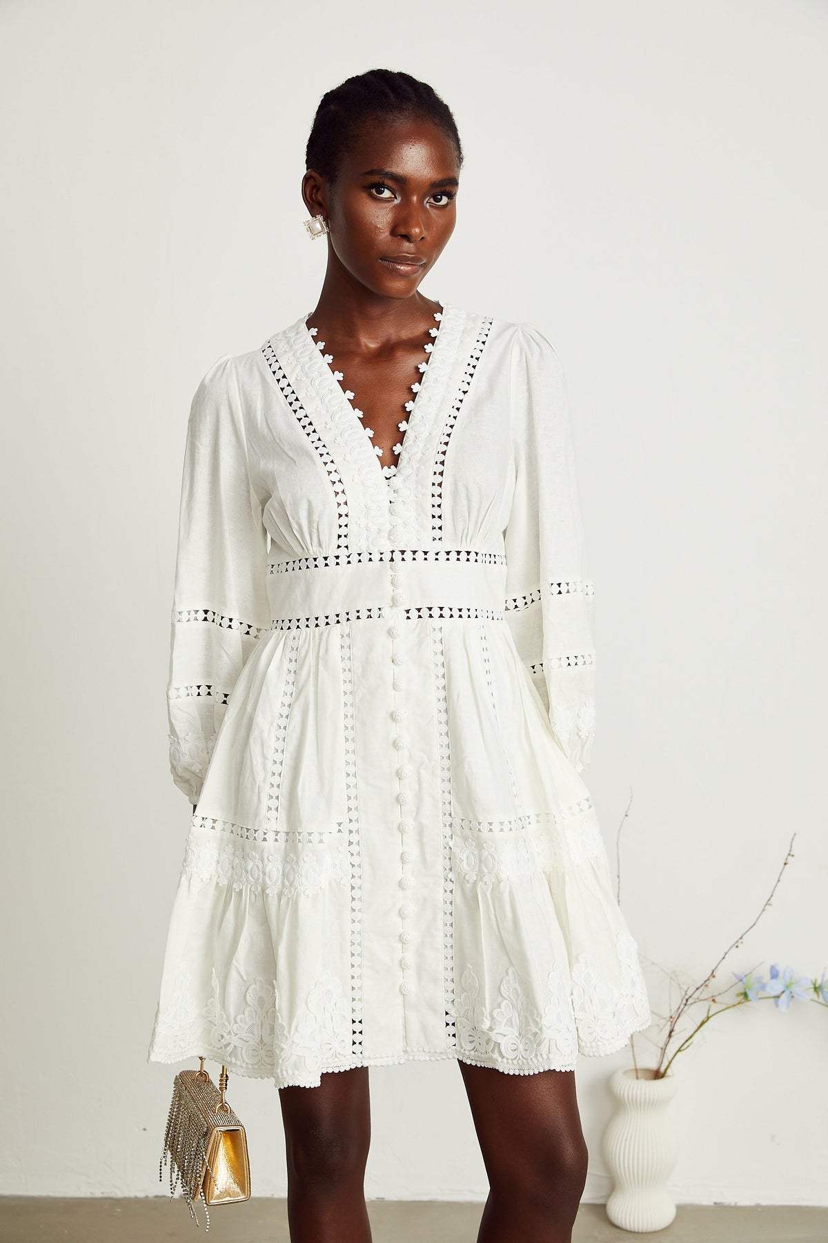 Sadie dantel mini elbise