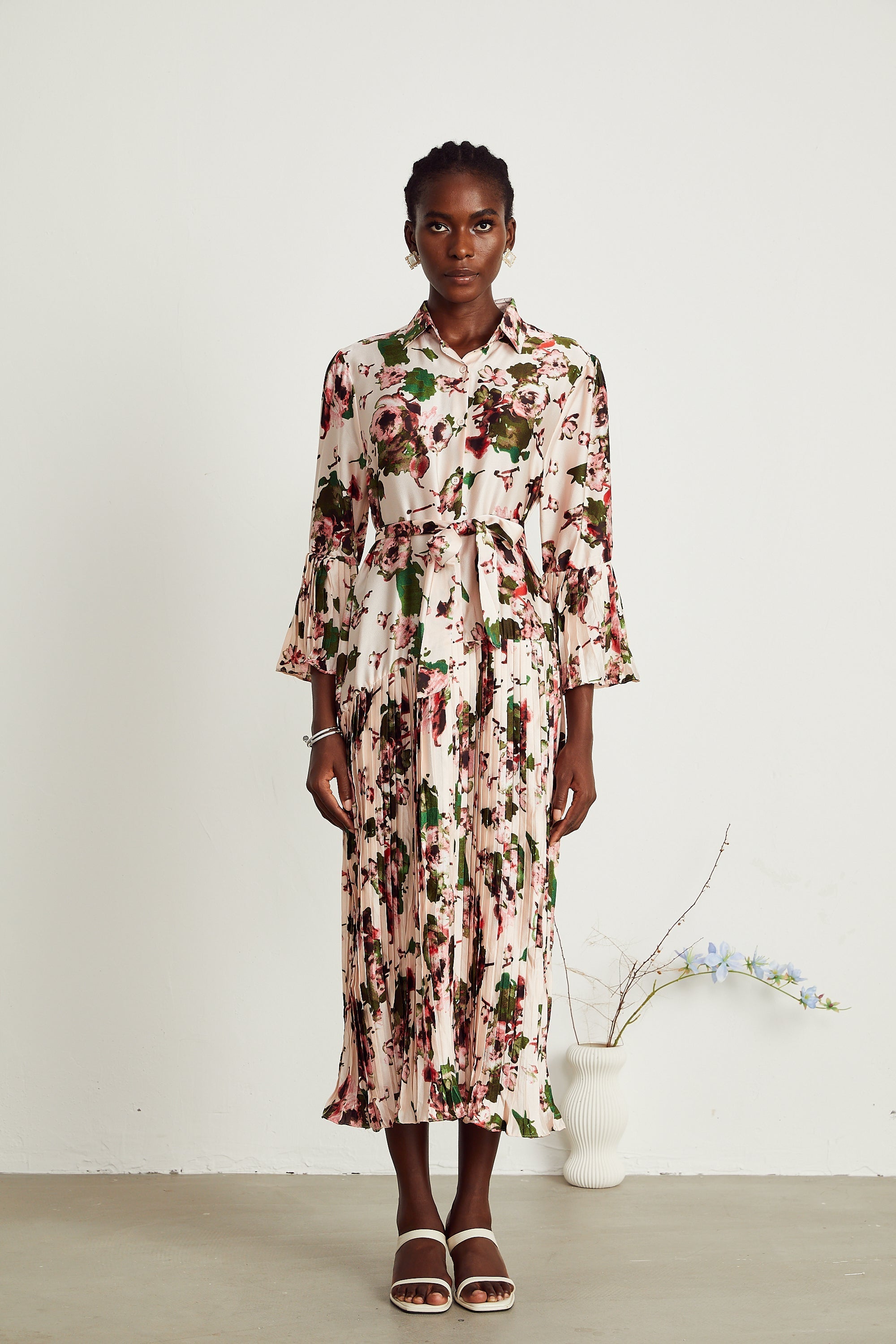 Diane pile midi elbise