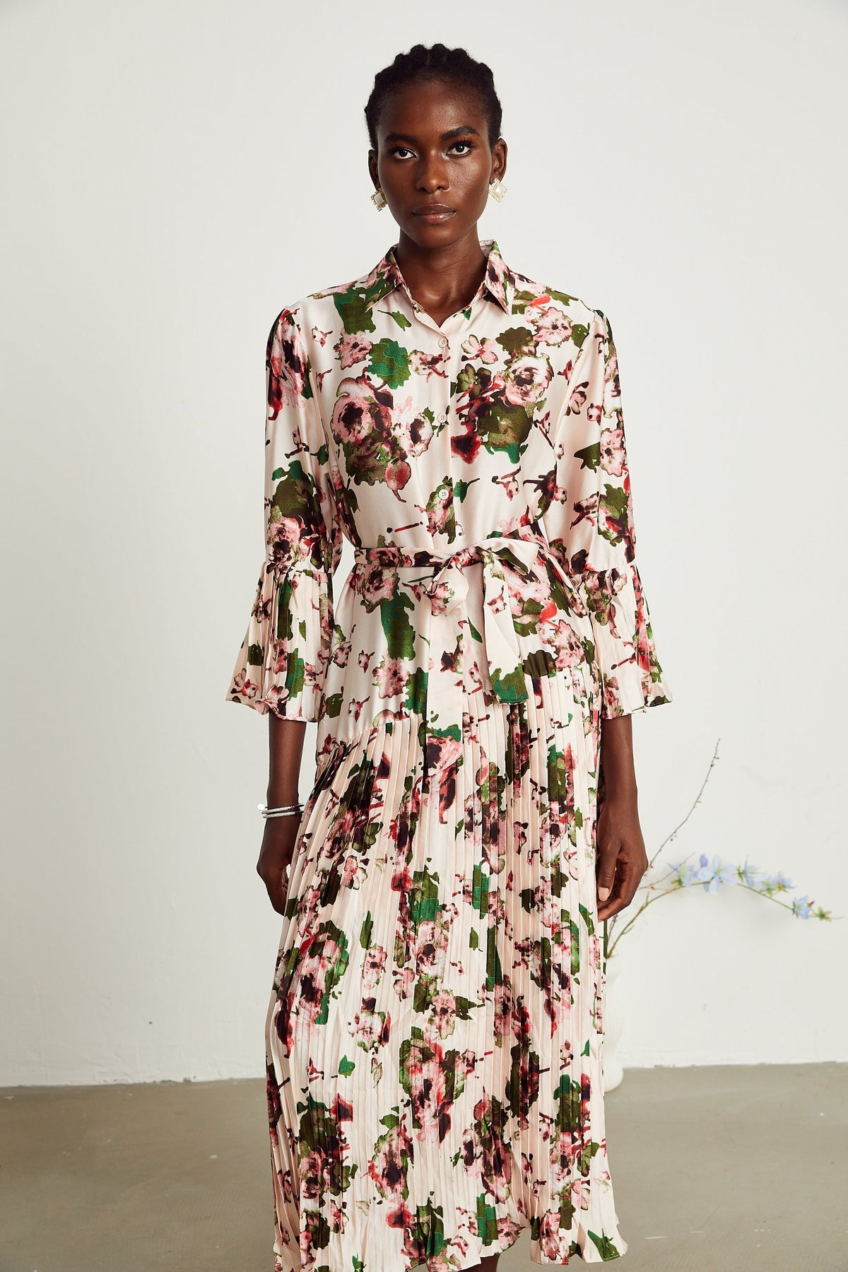 Diane pile midi elbise