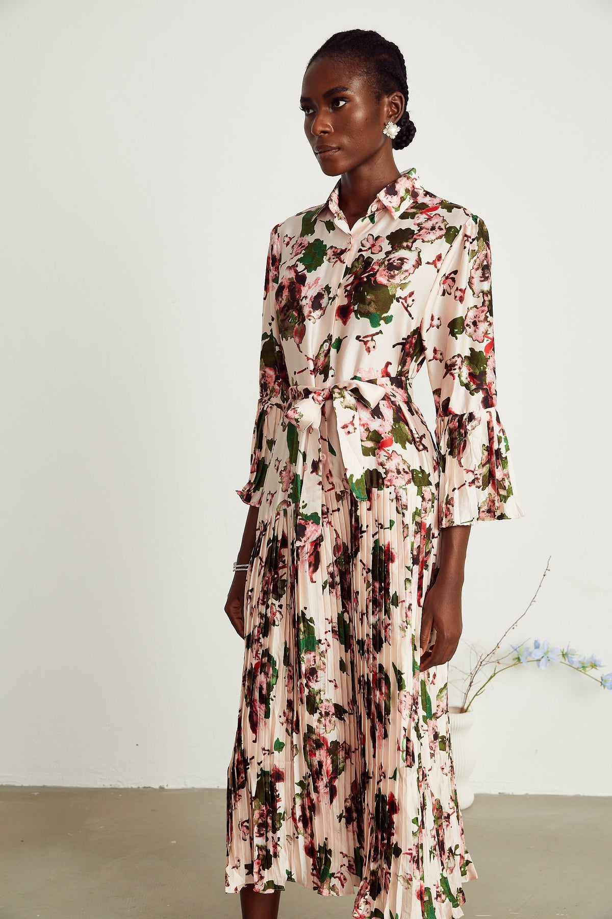 Diane pile midi elbise