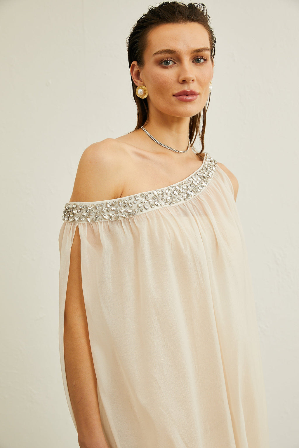 Austen kristal midi elbise
