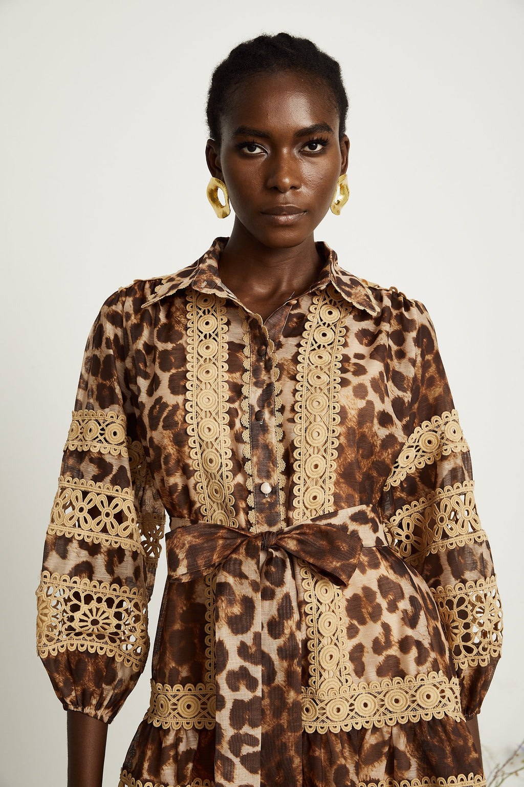 Léonor leopar mini elbise