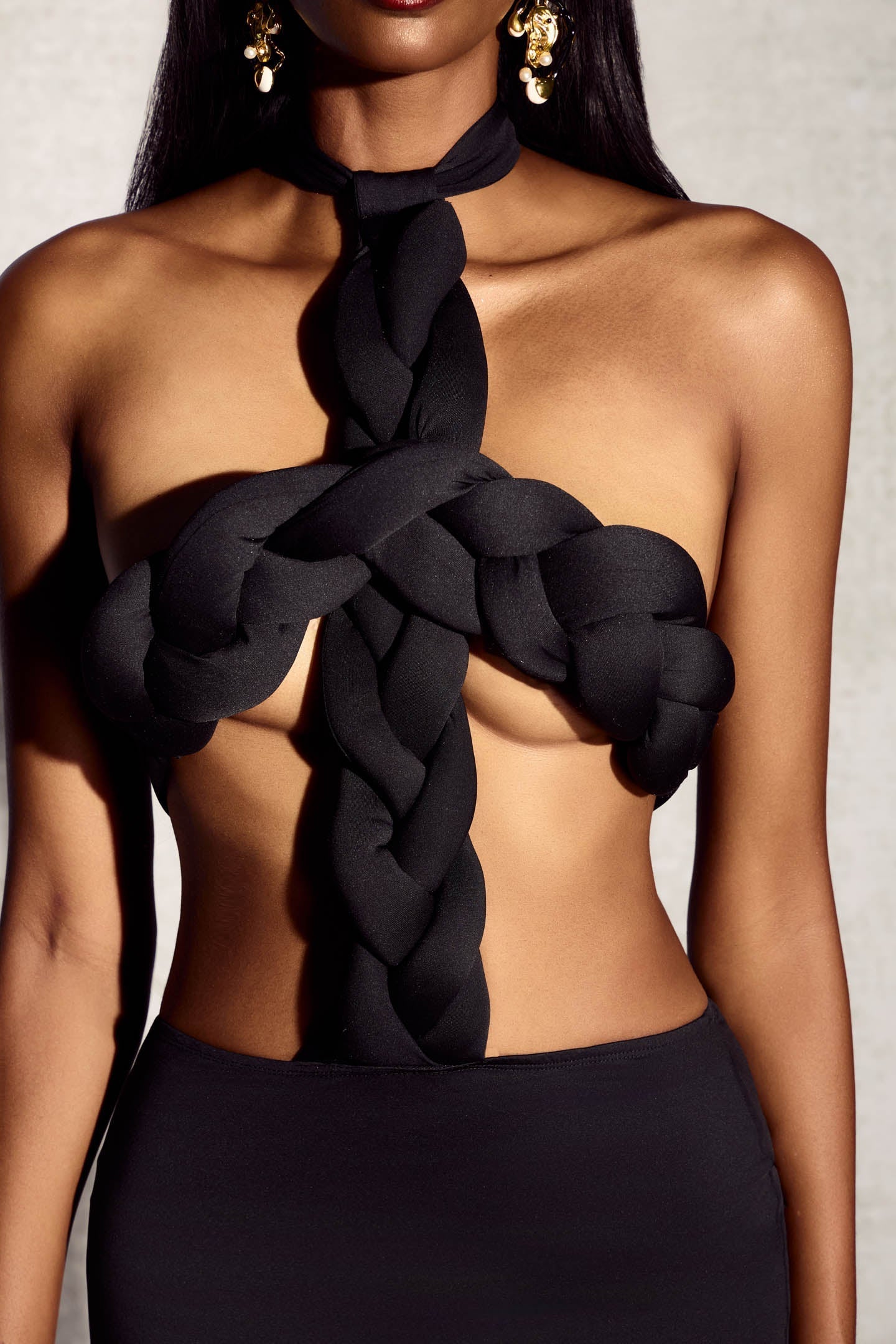 Tevazu Çapraz Örgülü Maxi Elbise