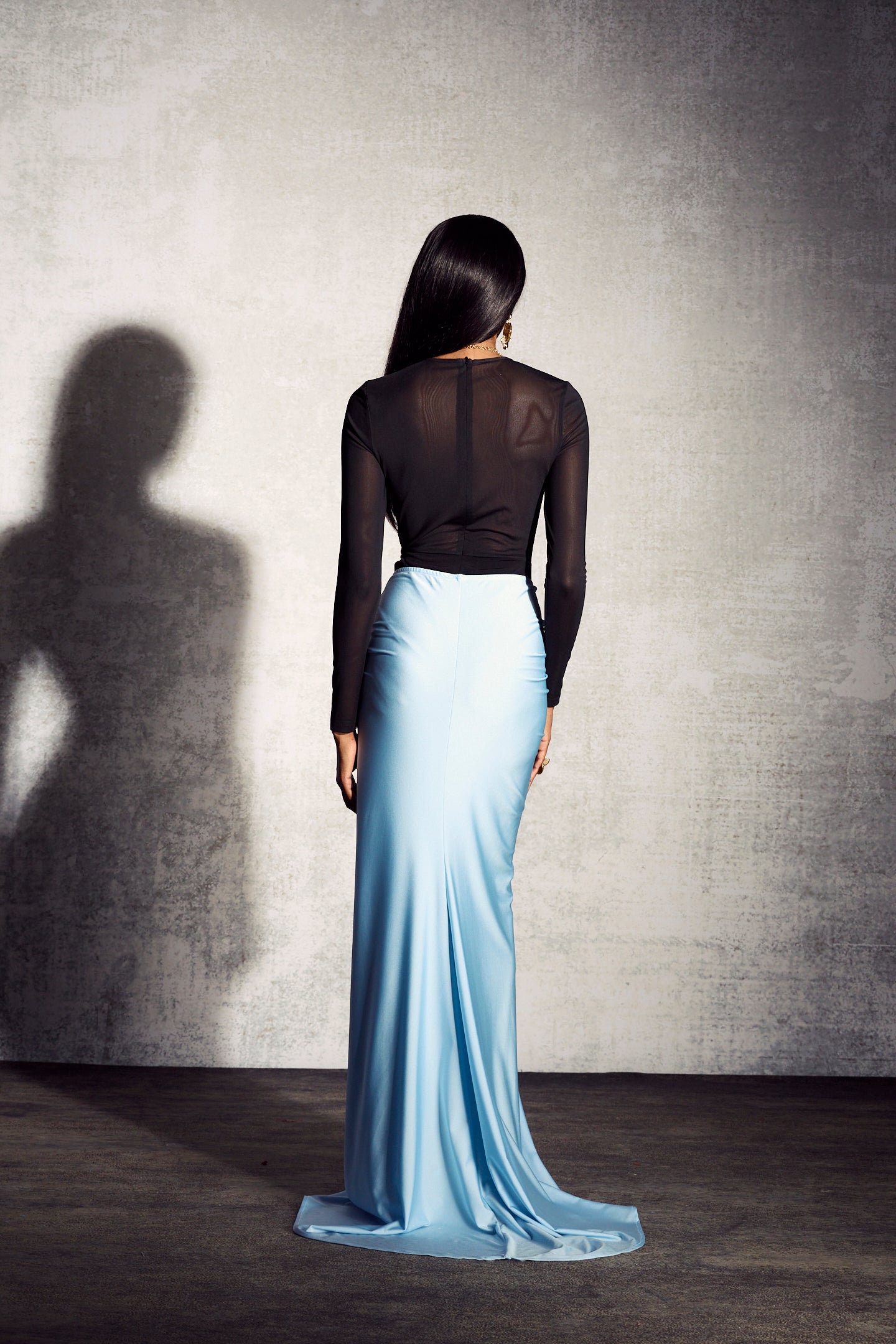 Maria Transparan Dökümlü Etek Takım