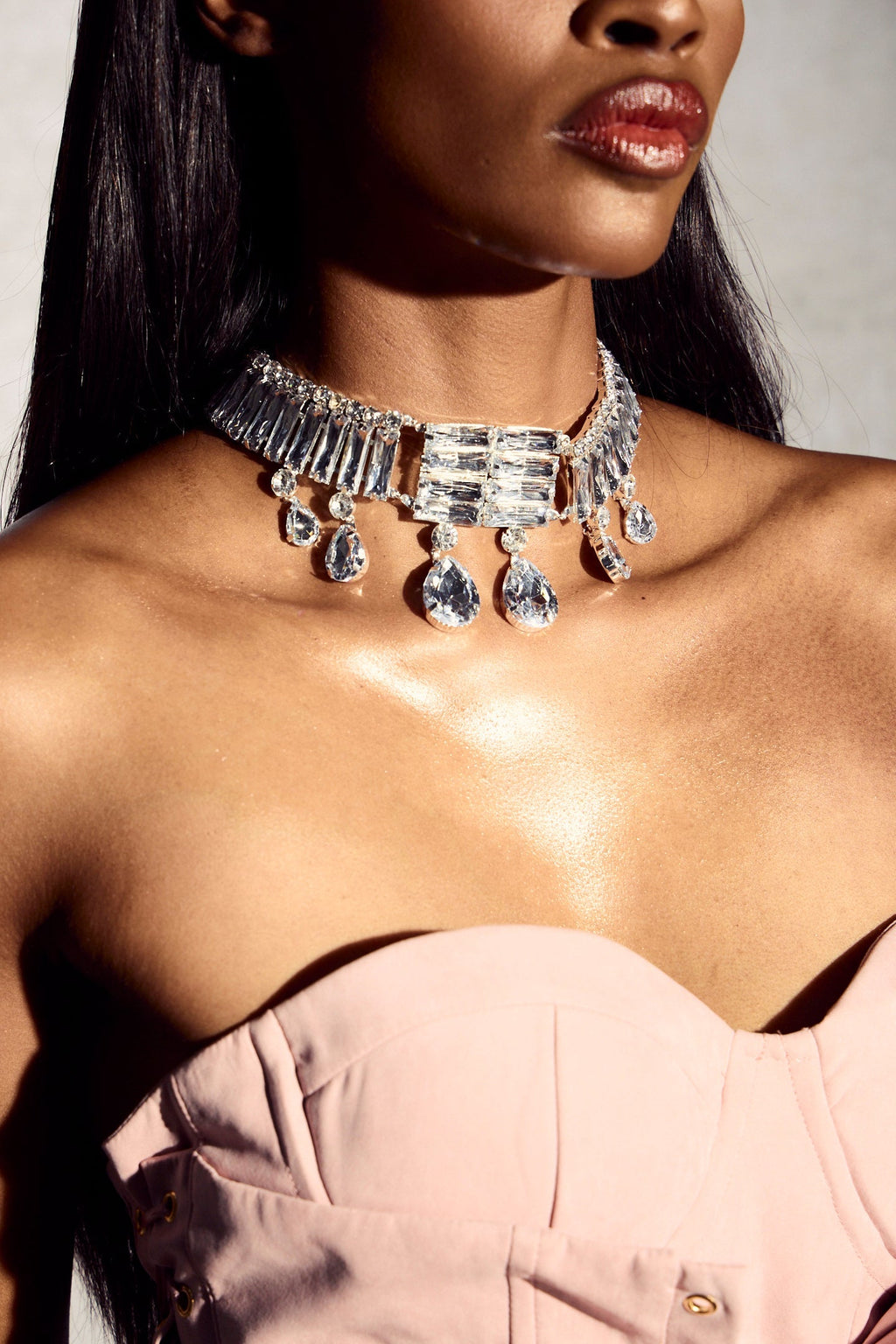 Çok Katlı Geometrik Kristal Kolye