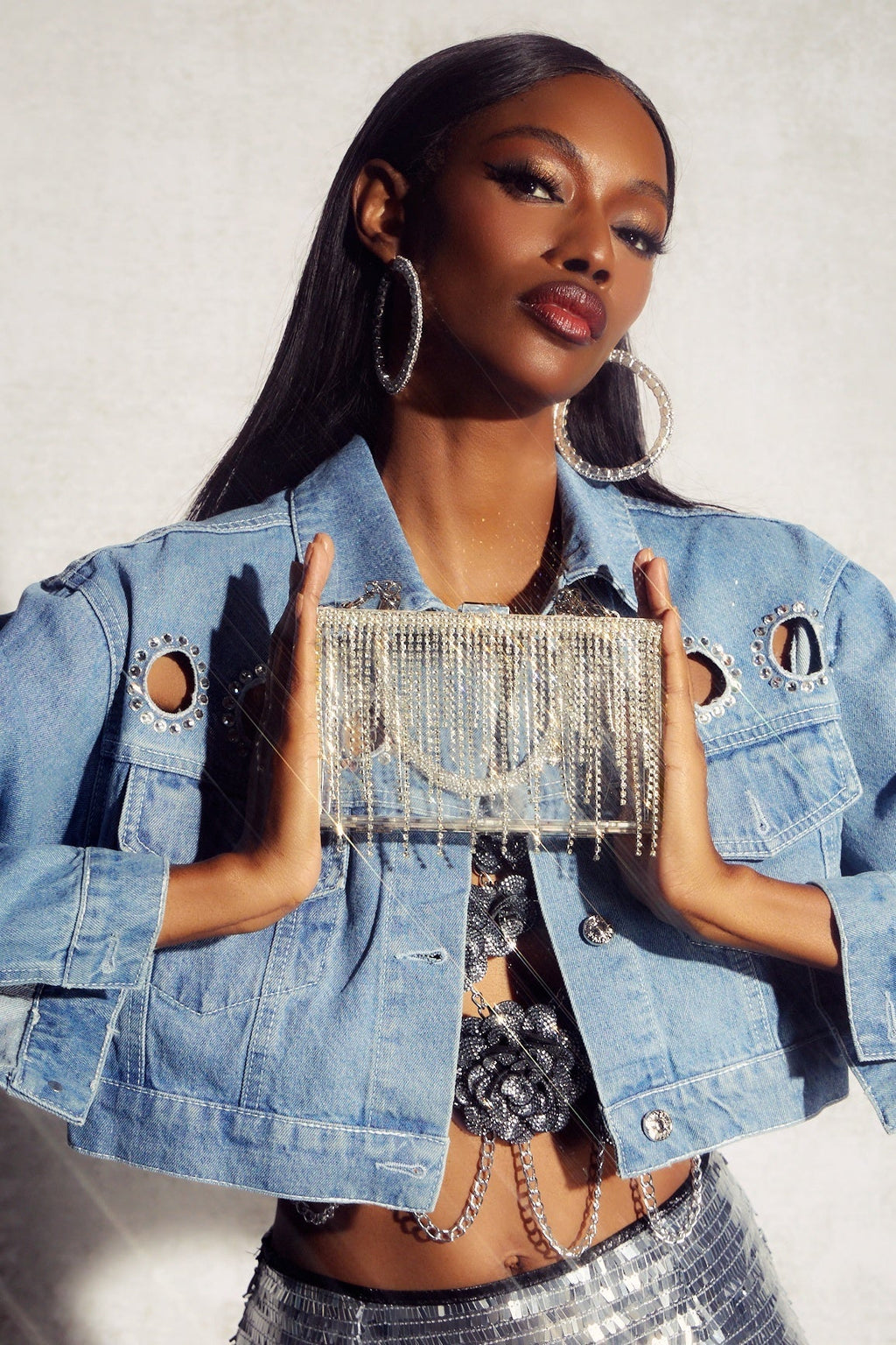 Yapay Elmas Saçak Çanta