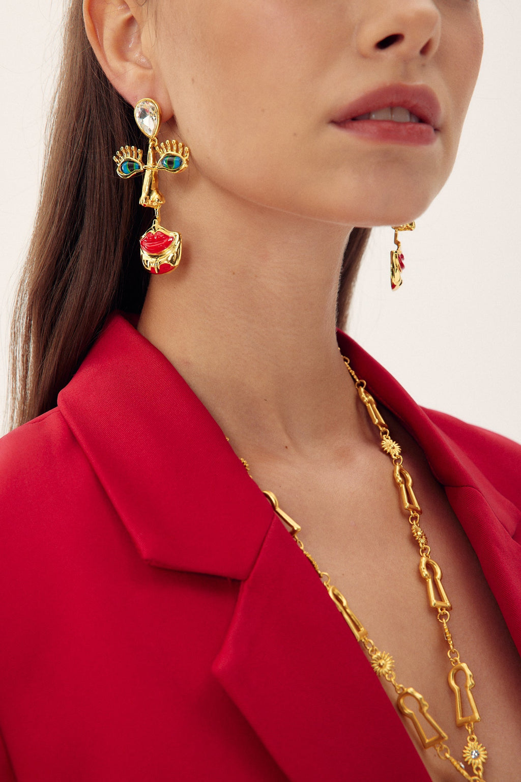 Evil Eyes Retro Yüz Saplama Küpe