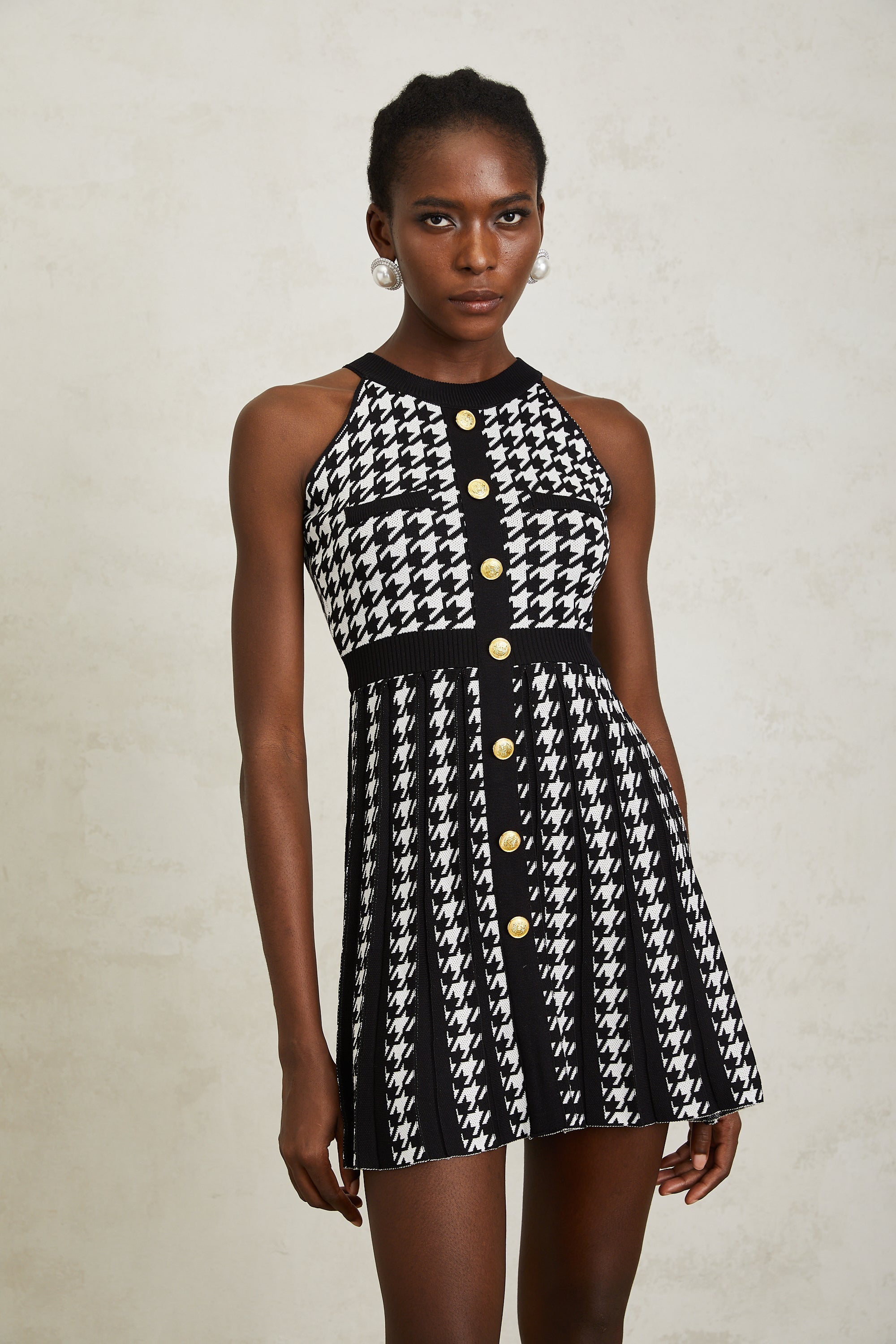 Jacqueline Siyah Balıksırtı Kroşe Örgü Mini Elbise