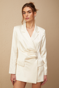 Chiara Çivili Saten Mini Blazer Elbise