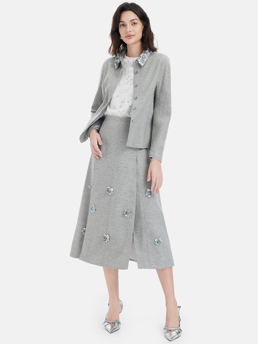 Çiçekli Boncuklu A Kesim Etek