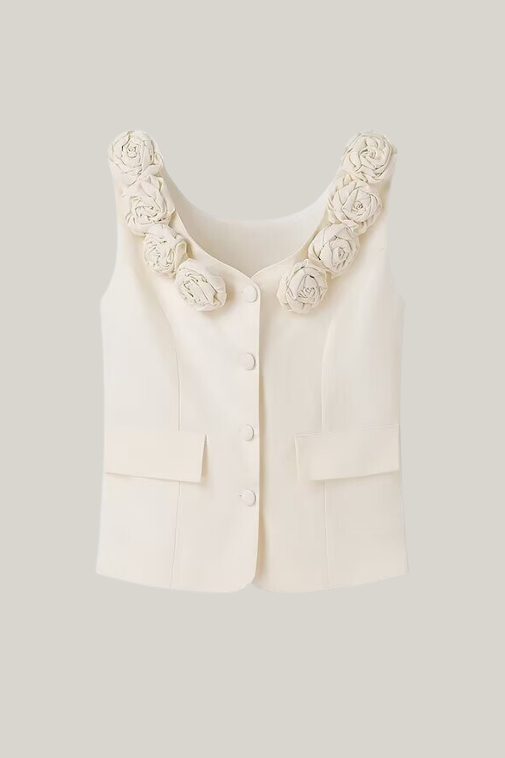 Cynthia U Yaka Çiçek Aplikeli Yelek