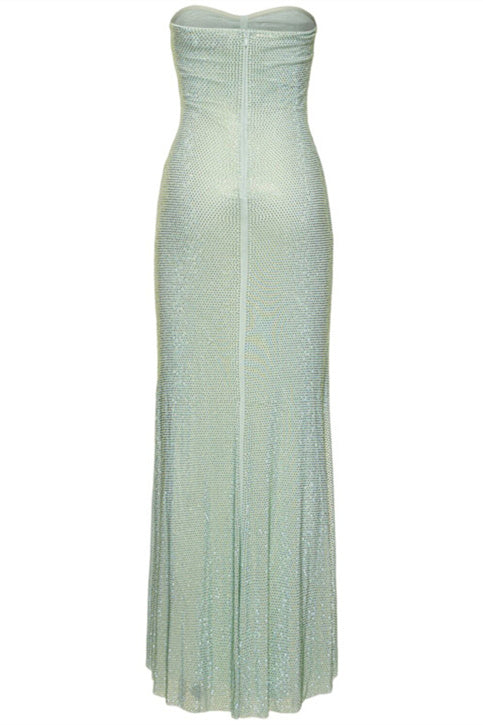 Sandra Taşlı Straplez Uzun Elbise