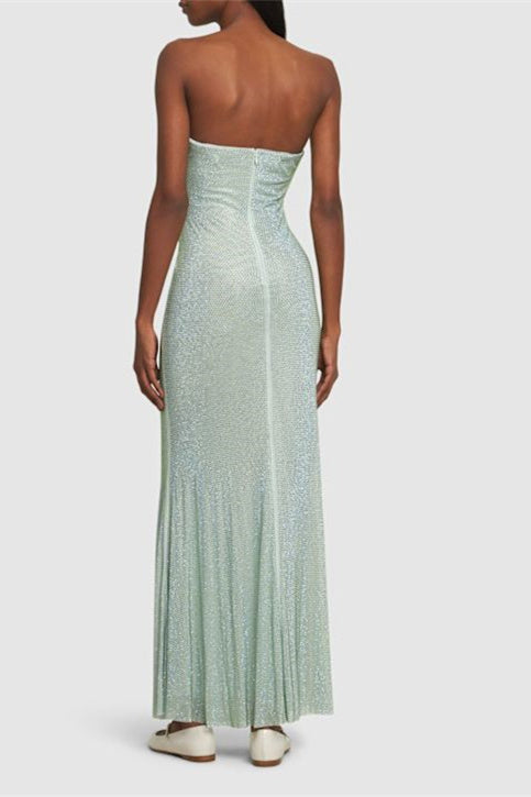 Sandra Taşlı Straplez Uzun Elbise