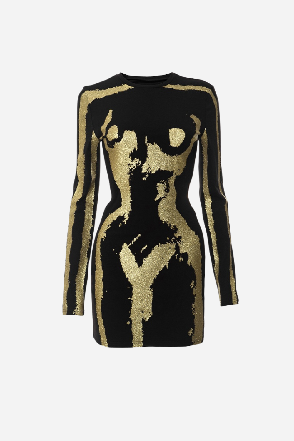 Donna Uzun Kollu Baskılı Mini Elbise