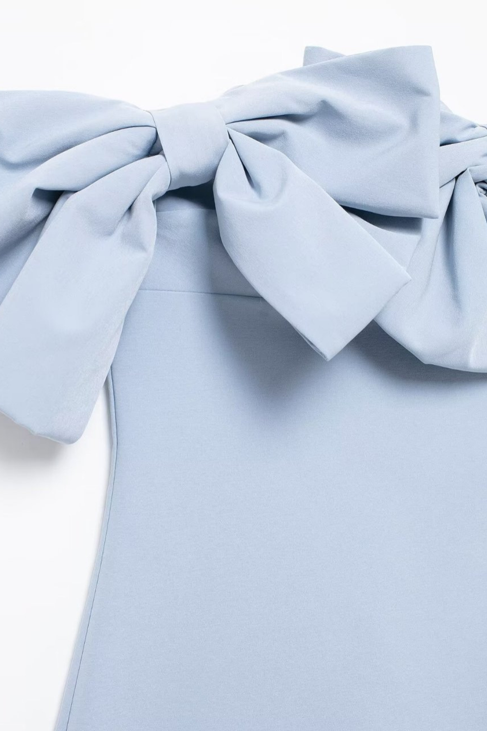 Straplez Fiyonklu Mini Elbise