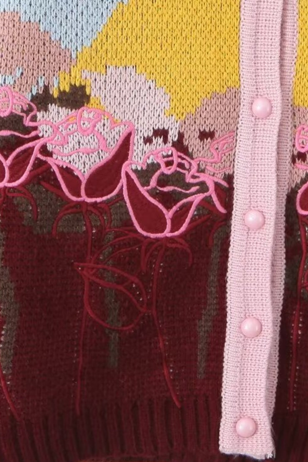 Michelle Çiçekli Jakarlı Triko Hırka