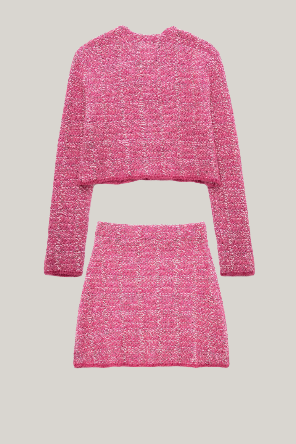 Dokulu Örgü Triko Mini Etek Takım