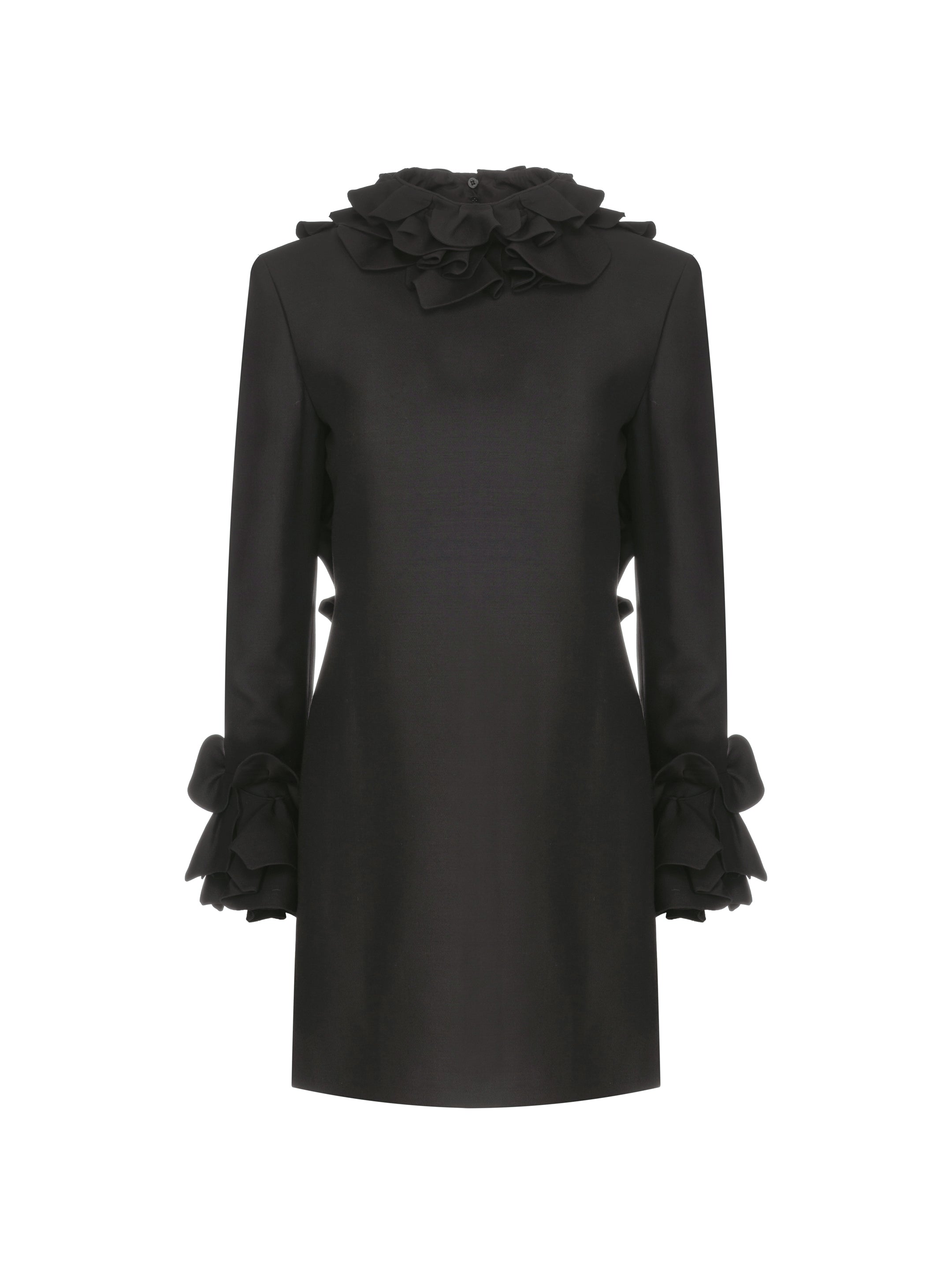 Elaine Sırtı Açık Fırfırlı Mini Elbise