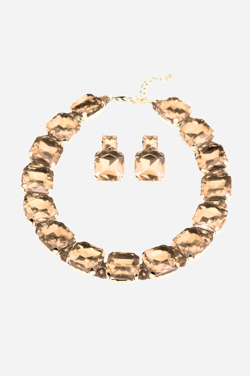 Enid Kare Pırlanta Kolye Ve Küpe Seti