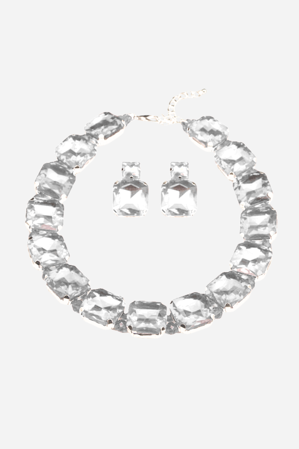 Enid Kare Pırlanta Kolye Ve Küpe Seti