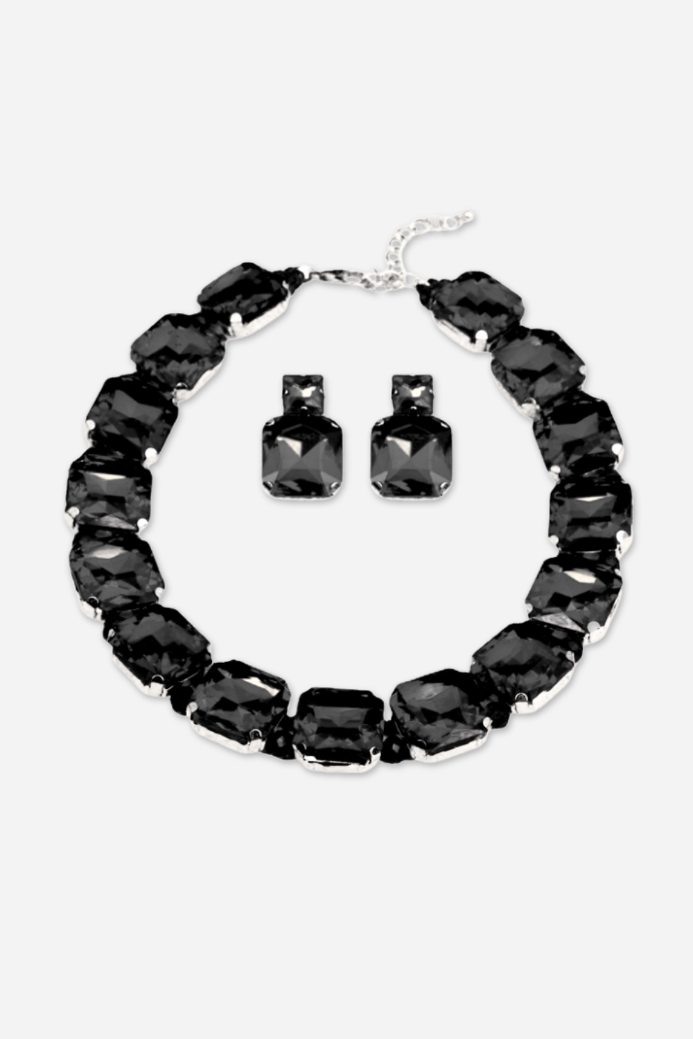 Enid Kare Pırlanta Kolye Ve Küpe Seti