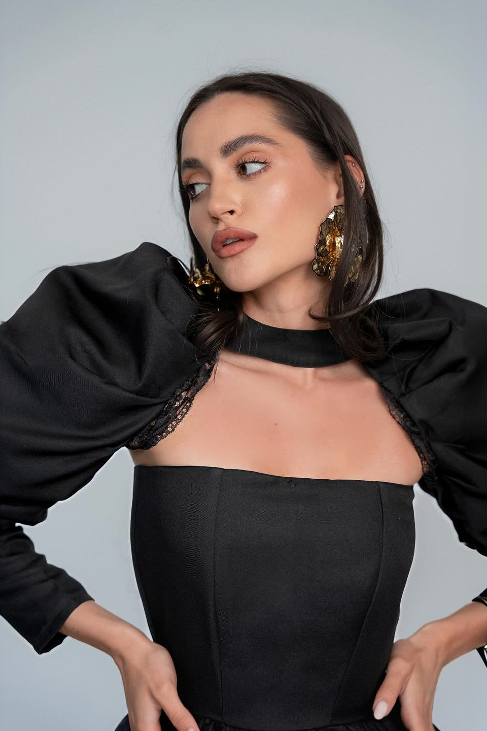 Bertha Puf Kol Mini Elbise Takım