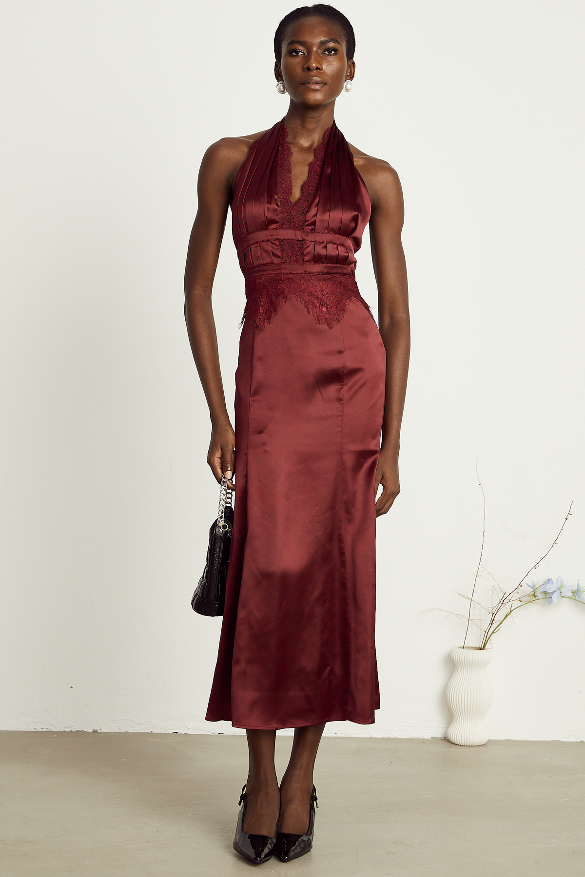 Chloé dantel midi elbise