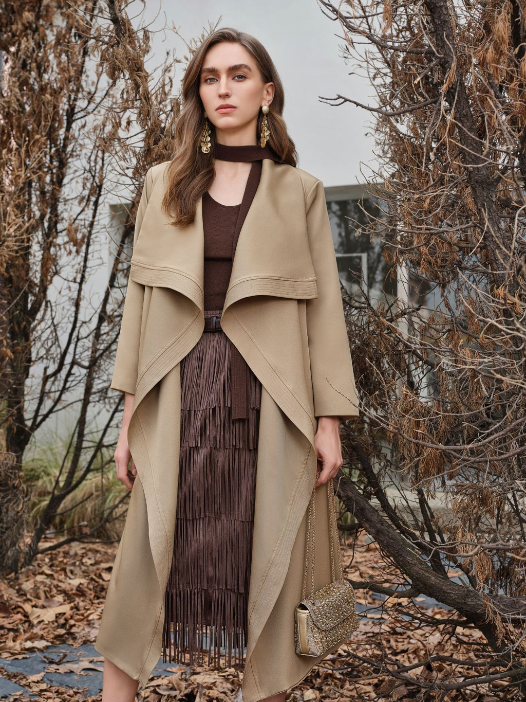 Büyük Beden Yaka Kapitone Trençkot