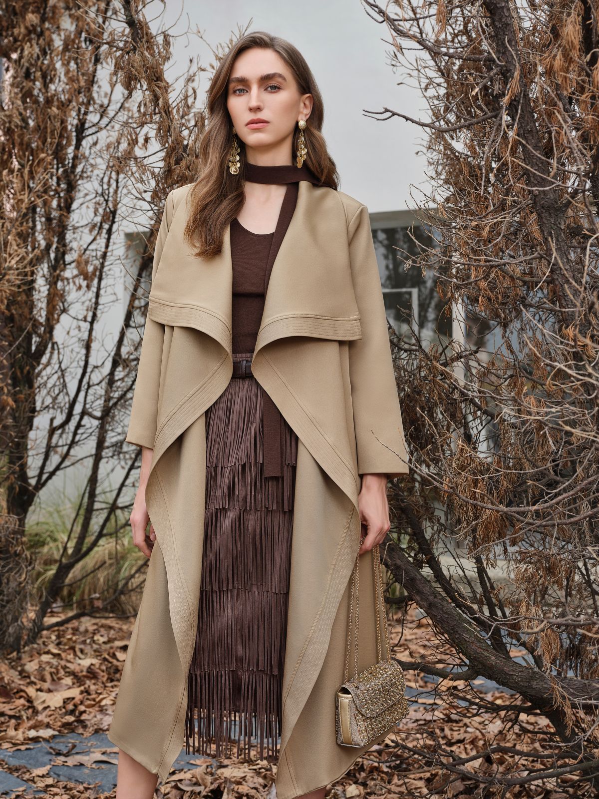 Büyük Beden Yaka Kapitone Trençkot