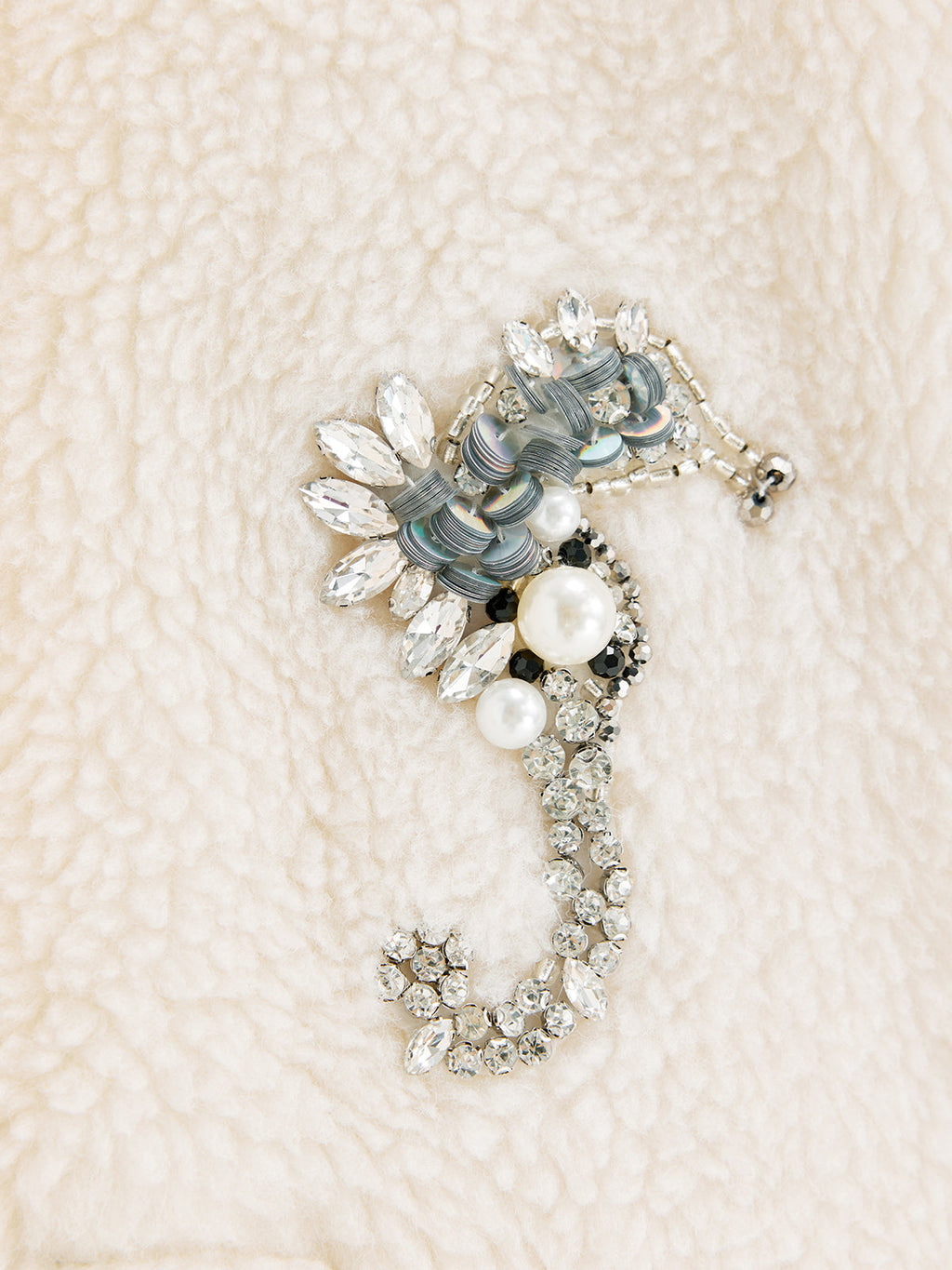 Alpaka Yünü Boncuklu Uzun Kaban