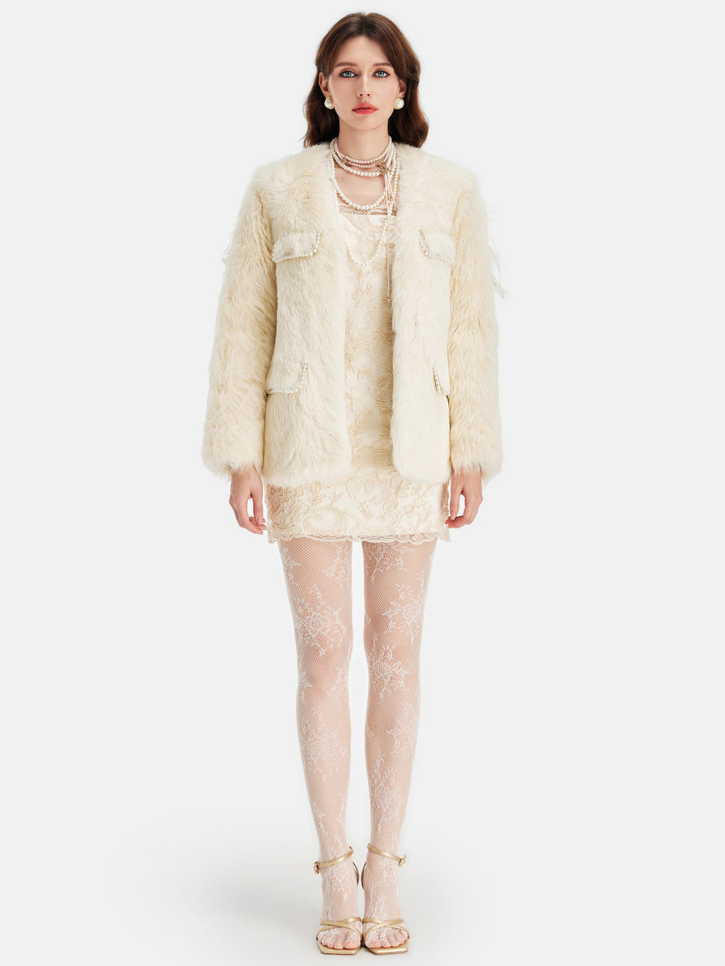 Toskana Yünü Melek Kanadı Boncuklu Kaban