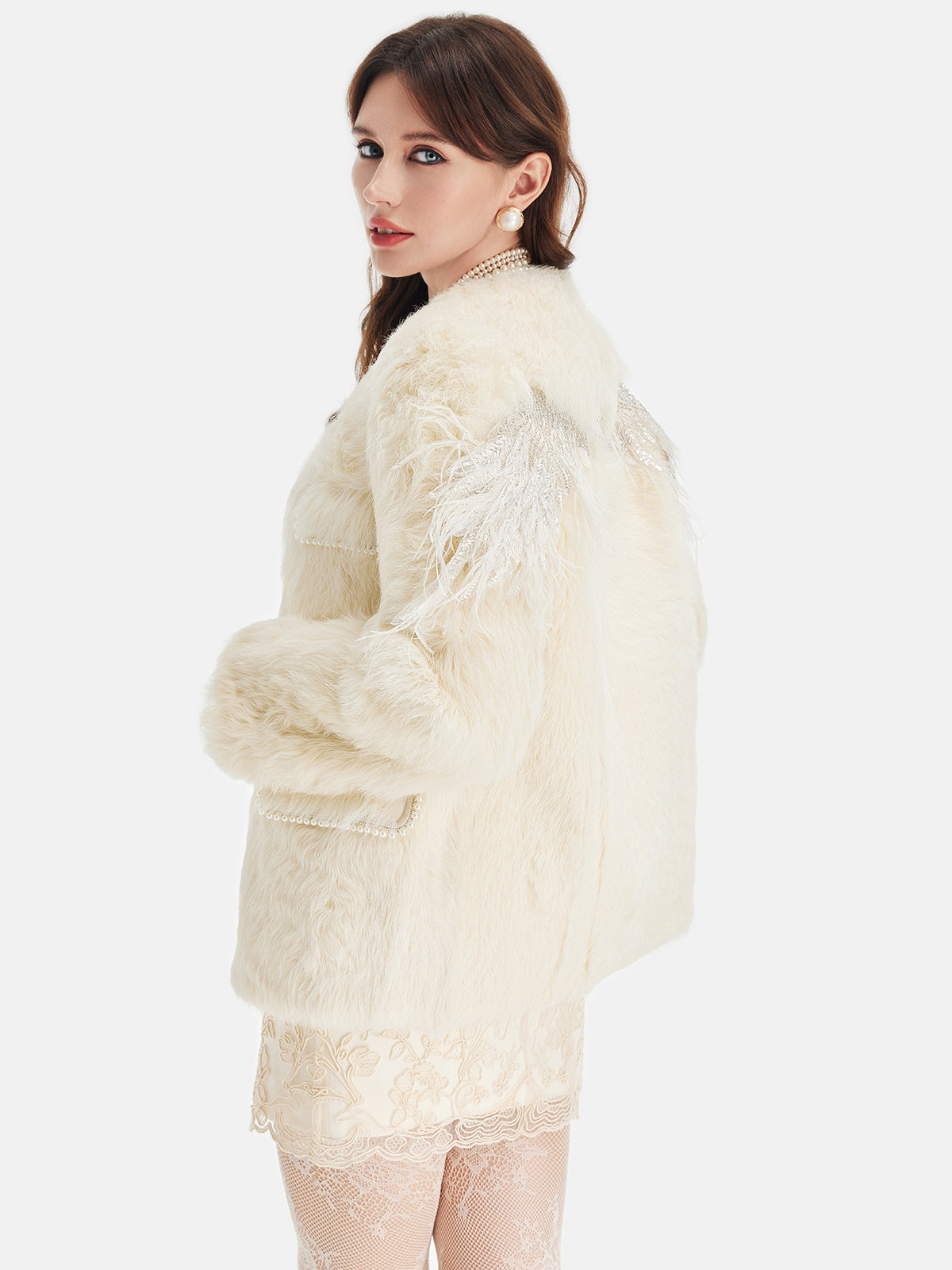 Toskana Yünü Melek Kanadı Boncuklu Kaban