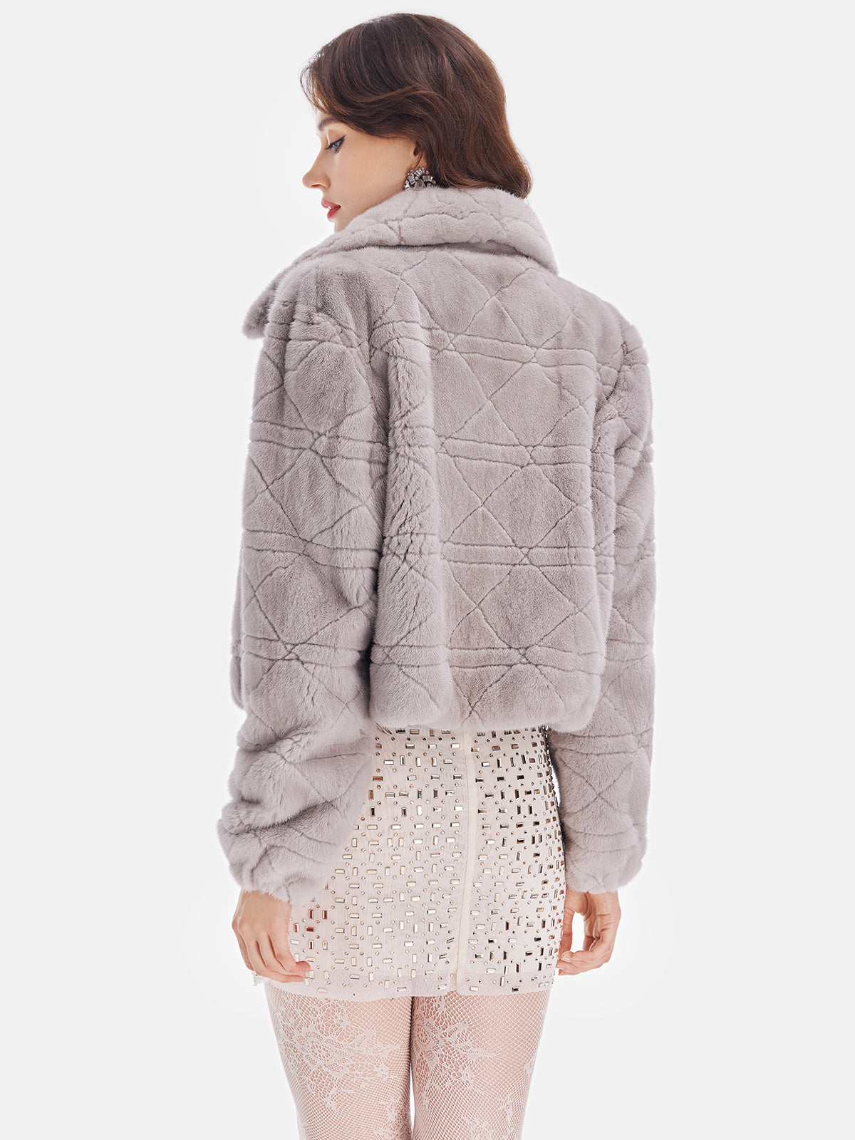 Lüks Vizon Kürk Geometrik Kaban