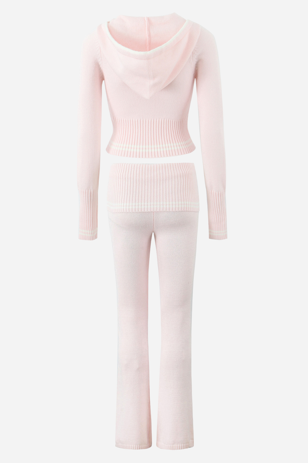 Çizgili Örme Kapşonlu Takım