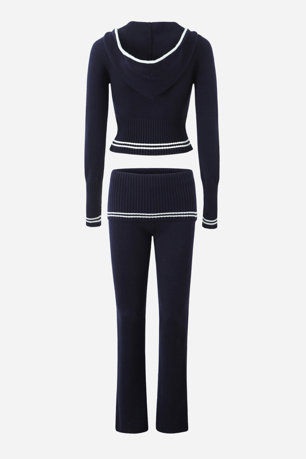 Çizgili Örme Kapşonlu Takım