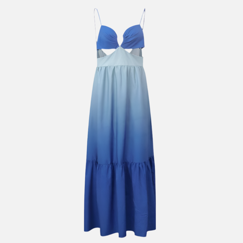 Nice Kontrast Geçişli Sırt Detay Uzun Elbise