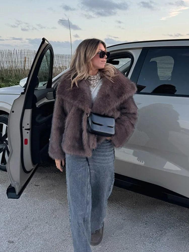 Lüks Suni Kürk Kışlık Mont