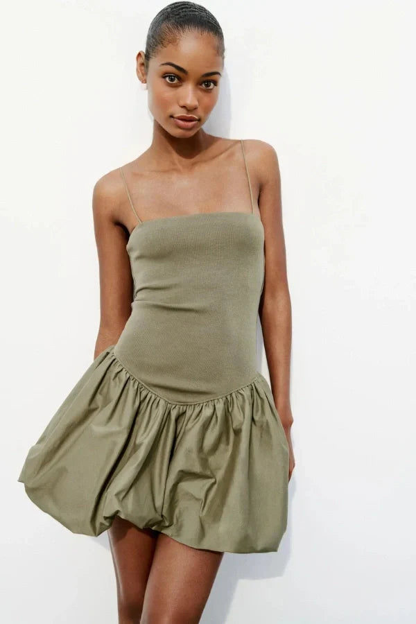 Aubrey Hafif Balon Etek Mini Elbise