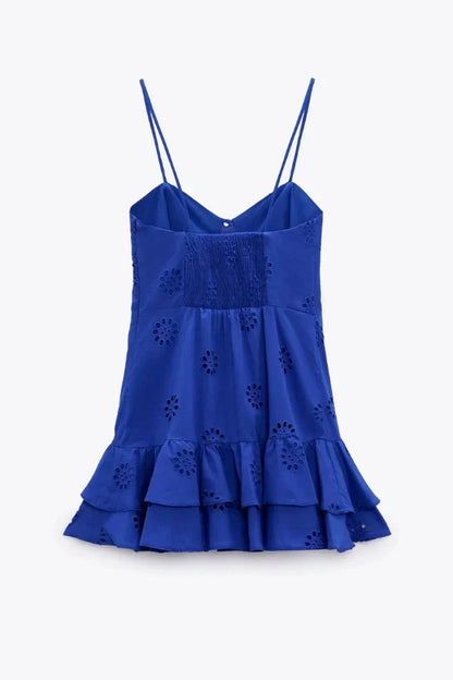 Azure Elegance Kuşgözlü Mini Elbise