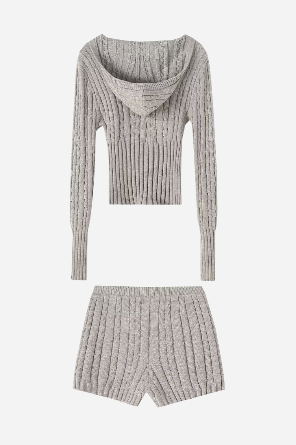 Erica Örgü Kapşonlu Ve Kısa Pantolon Takım
