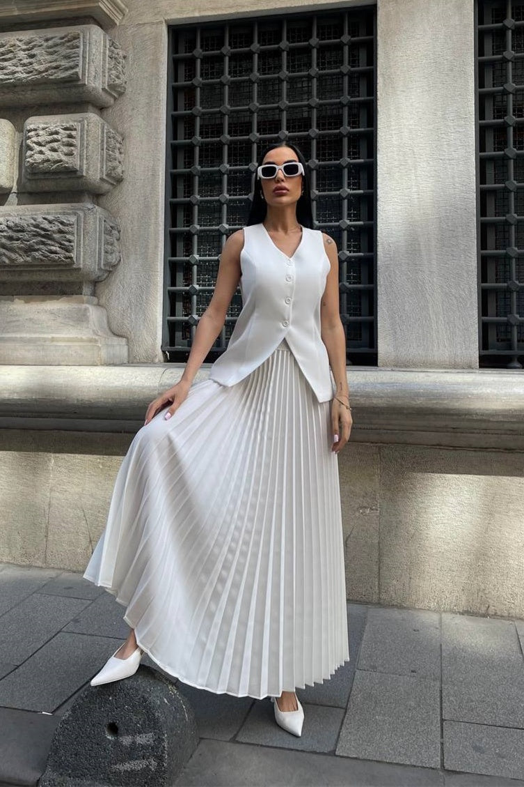 Salome Yelek Pileli Etek Takım