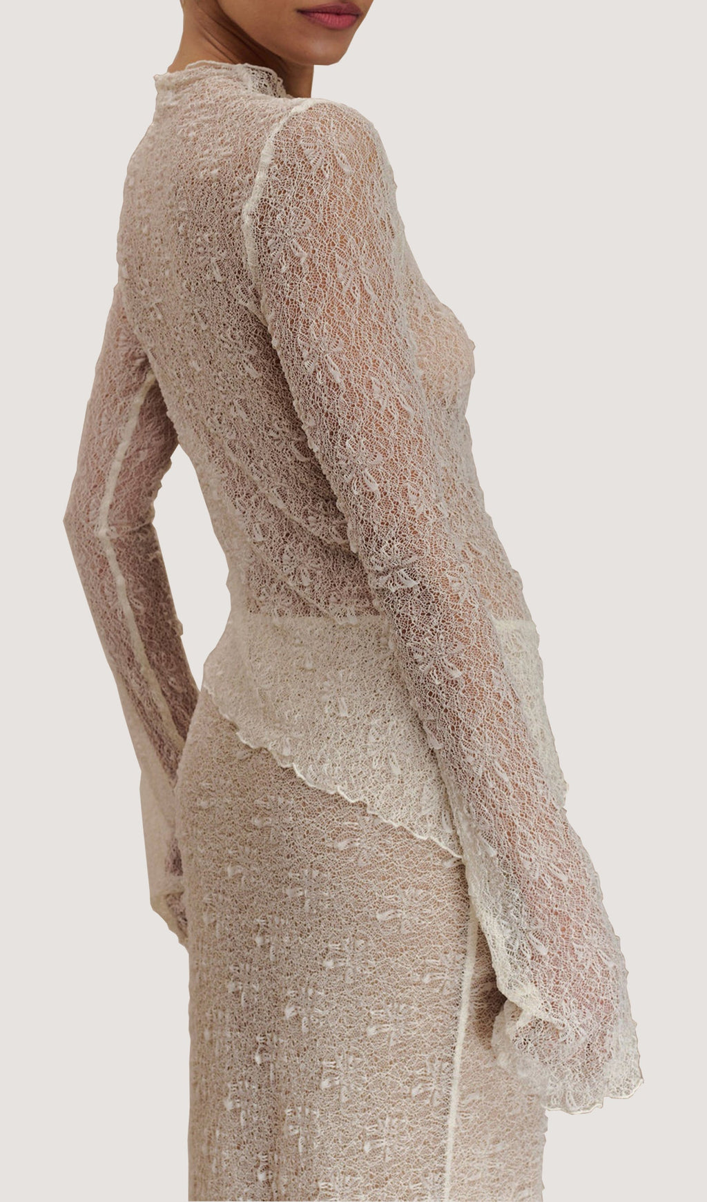 Transparan Dantel Etek Üst Takım